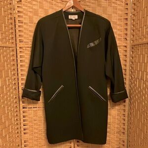 Black Blazer with Leather Accents